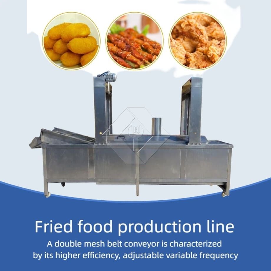 Mashine ya Kukaanga Kuku ya Umeme Mashine ya Kukaanga Kina Kina Mashine ya Kukaanga Hamburger inayoendelea yenye Conveyor