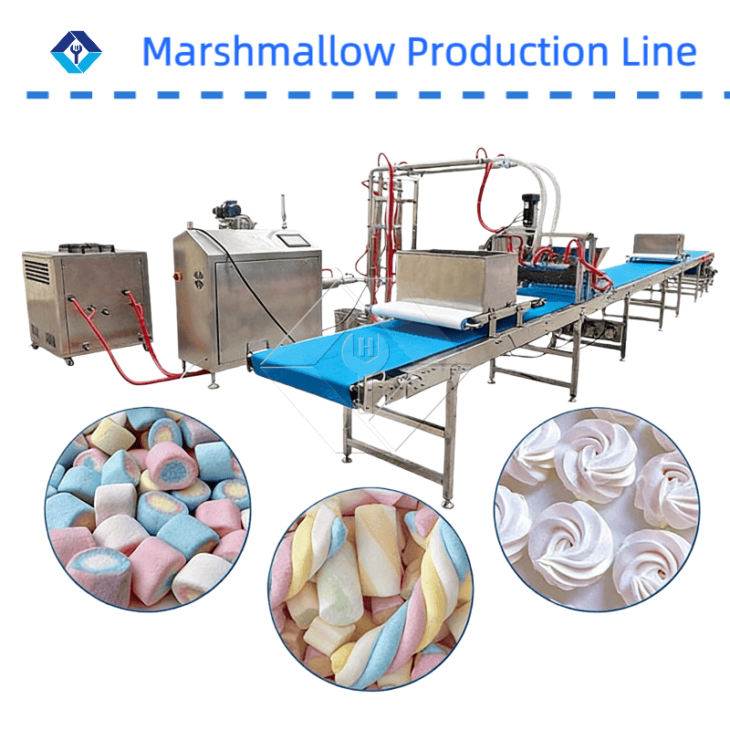 Mstari wa Uzalishaji wa Marshmallow Kuokoa Nishati & Gharama nafuu kwa Utengenezaji Pipi