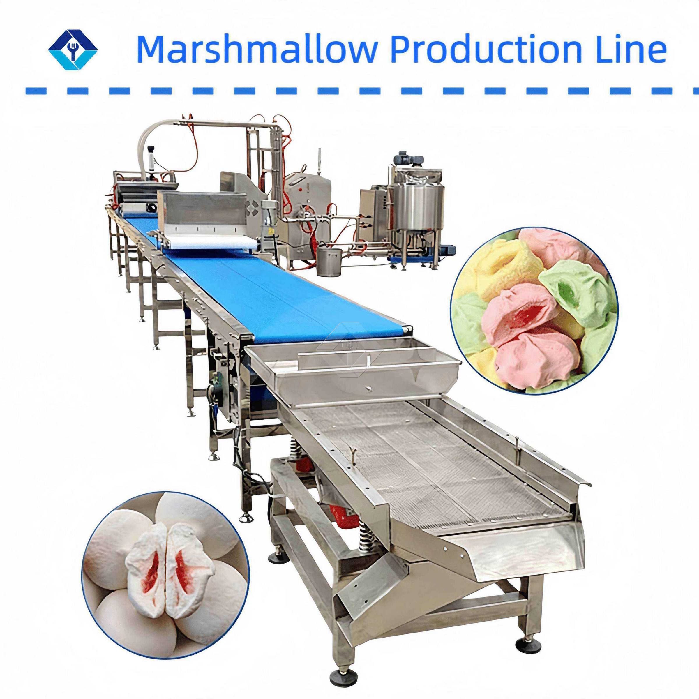 Mstari wa Uzalishaji wa Marshmallow Kuokoa Nishati & Gharama nafuu kwa Utengenezaji Pipi
