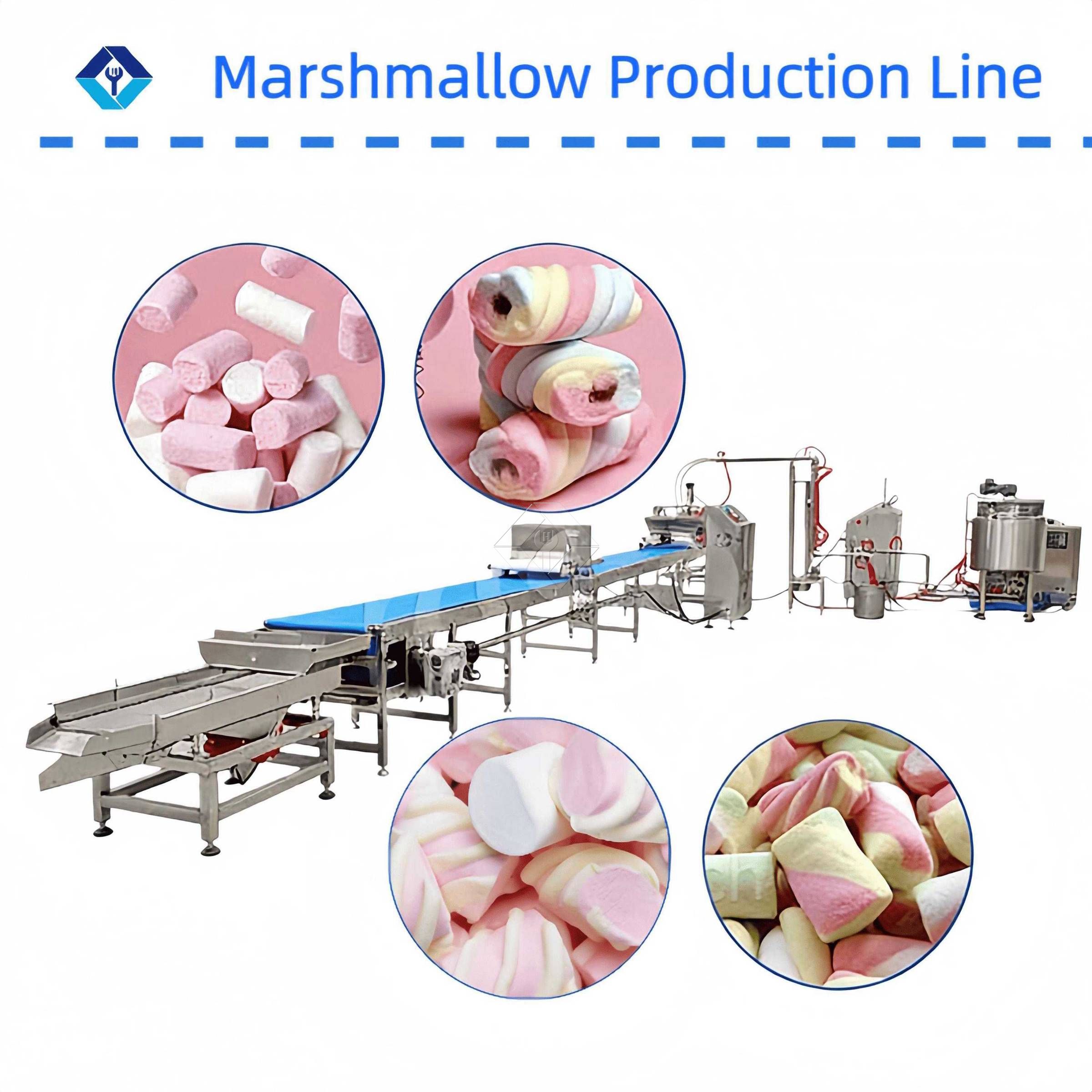 Mstari wa Uzalishaji wa Marshmallow Kuokoa Nishati & Gharama nafuu kwa Utengenezaji Pipi