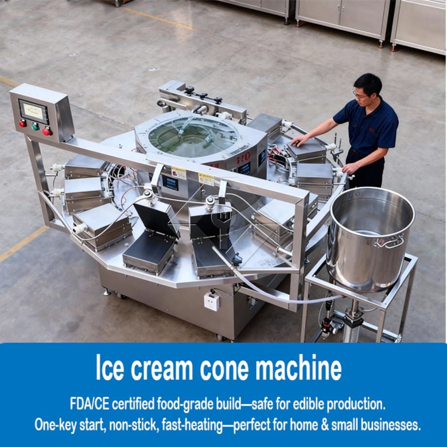 Rotary Rolling Sukari Koni Kuoka Ice Cream Poke Cornet Akavingirisha Cones Kutengeneza Machine Rotary Rolling Sukari Koni Kuoka Ice Cream Poke Cornet Akavingirisha Cones Kutengeneza Machine